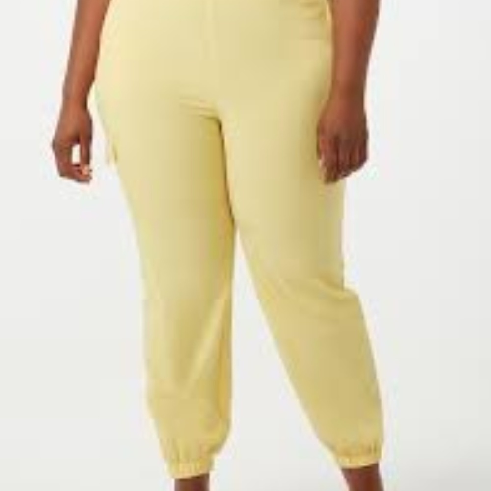 Dress Barn Sunday Yellow Woven Joggers Pants